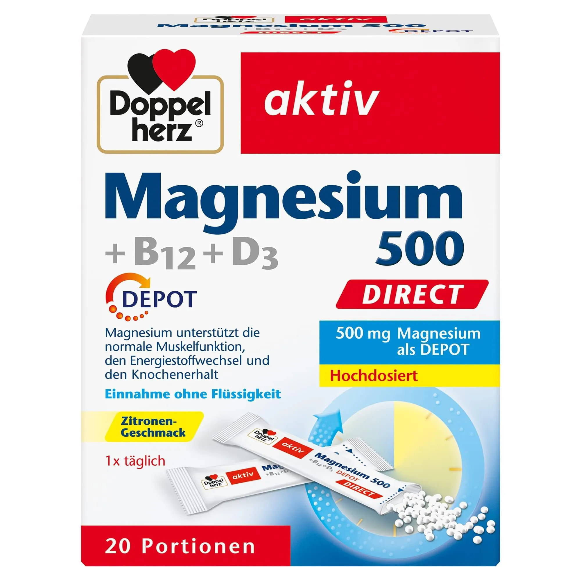 Doppelherz Aktiv Magnesium 500 + B12 + D3 Direkt a20